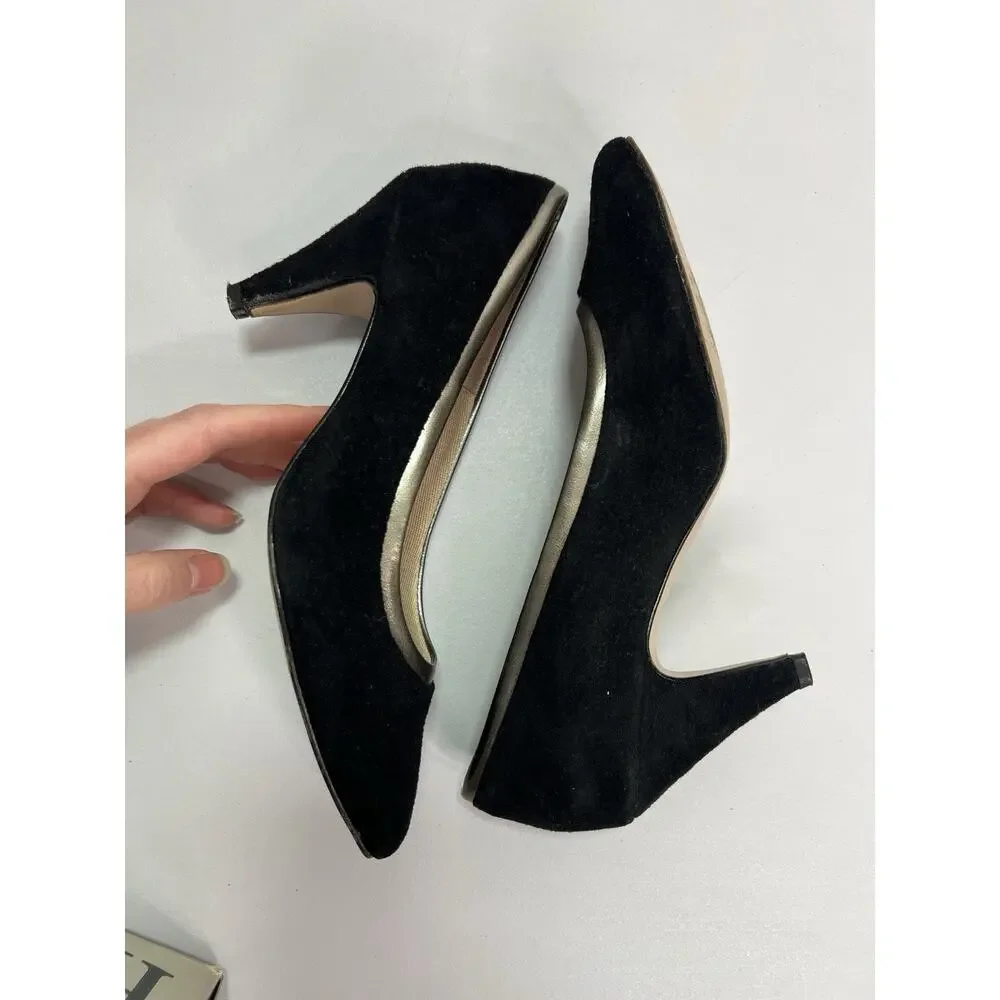 Hush Puppies Women's Suede Black Voo Galaxy Pumps Heels Classic Size 7